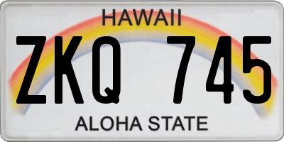 HI license plate ZKQ745