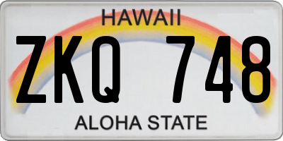 HI license plate ZKQ748