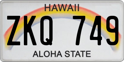 HI license plate ZKQ749