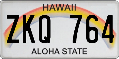 HI license plate ZKQ764
