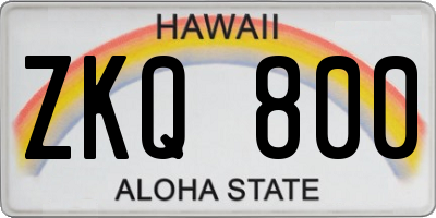 HI license plate ZKQ800