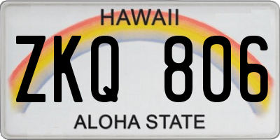 HI license plate ZKQ806
