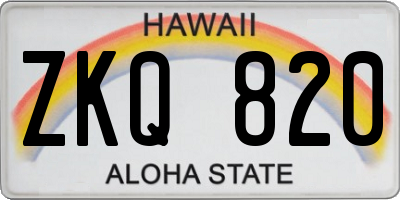 HI license plate ZKQ820