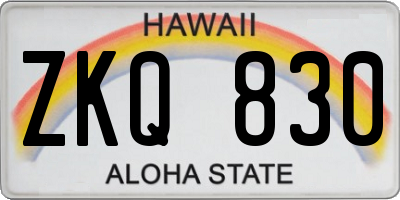 HI license plate ZKQ830