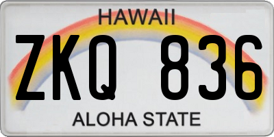 HI license plate ZKQ836
