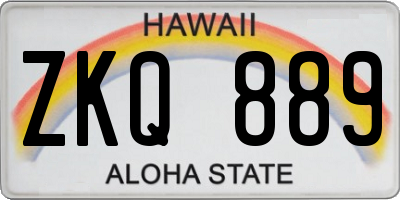 HI license plate ZKQ889