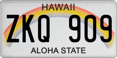 HI license plate ZKQ909