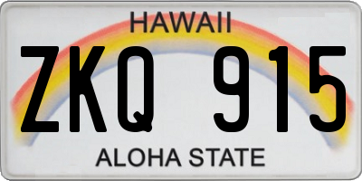 HI license plate ZKQ915