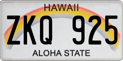 HI license plate ZKQ925