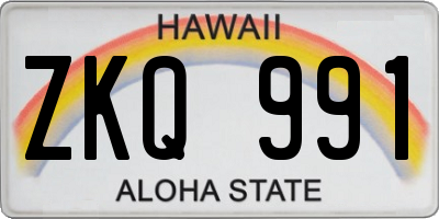 HI license plate ZKQ991
