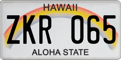 HI license plate ZKR065