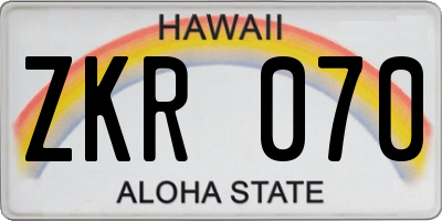 HI license plate ZKR070