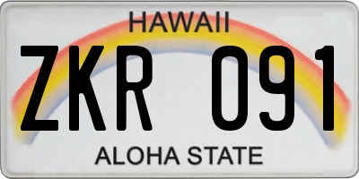 HI license plate ZKR091