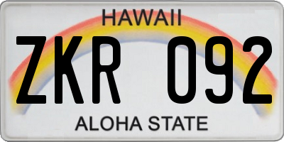 HI license plate ZKR092