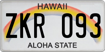 HI license plate ZKR093
