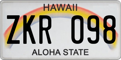 HI license plate ZKR098