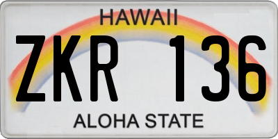 HI license plate ZKR136