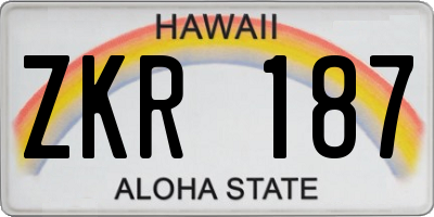 HI license plate ZKR187