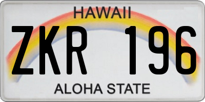 HI license plate ZKR196
