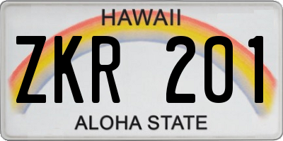 HI license plate ZKR201