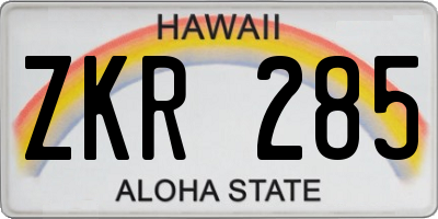 HI license plate ZKR285