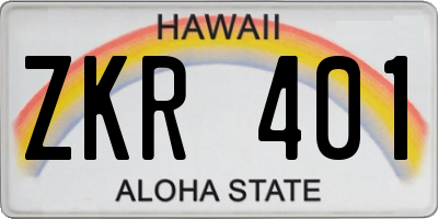 HI license plate ZKR401