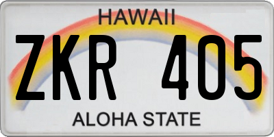HI license plate ZKR405