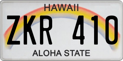 HI license plate ZKR410