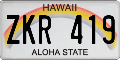 HI license plate ZKR419