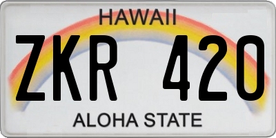 HI license plate ZKR420
