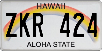 HI license plate ZKR424