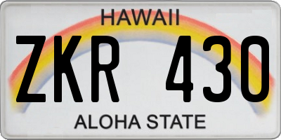 HI license plate ZKR430