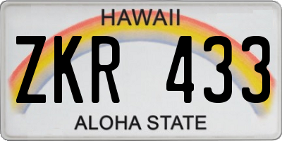 HI license plate ZKR433
