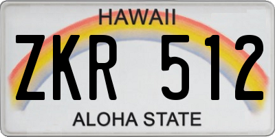 HI license plate ZKR512