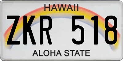 HI license plate ZKR518