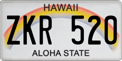 HI license plate ZKR520