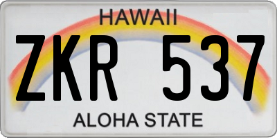 HI license plate ZKR537