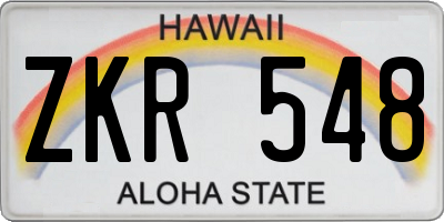 HI license plate ZKR548