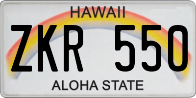 HI license plate ZKR550
