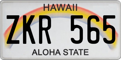 HI license plate ZKR565