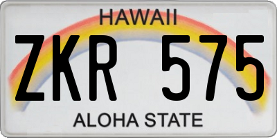 HI license plate ZKR575