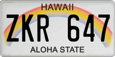 HI license plate ZKR647