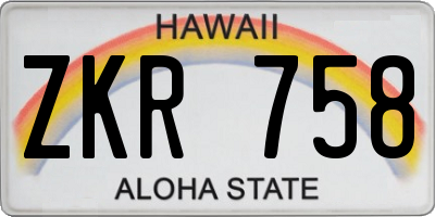 HI license plate ZKR758