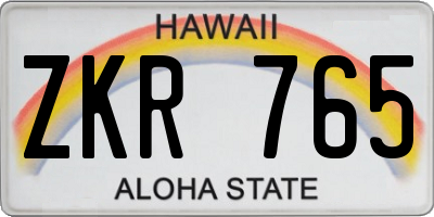 HI license plate ZKR765
