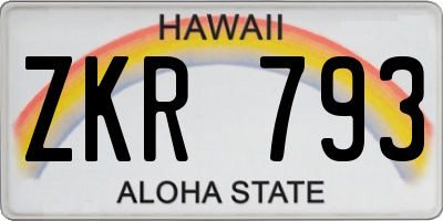 HI license plate ZKR793
