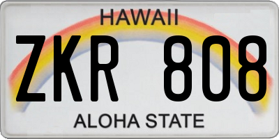 HI license plate ZKR808