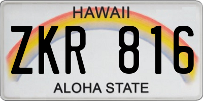 HI license plate ZKR816