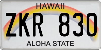 HI license plate ZKR830