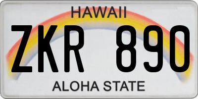 HI license plate ZKR890