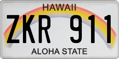 HI license plate ZKR911